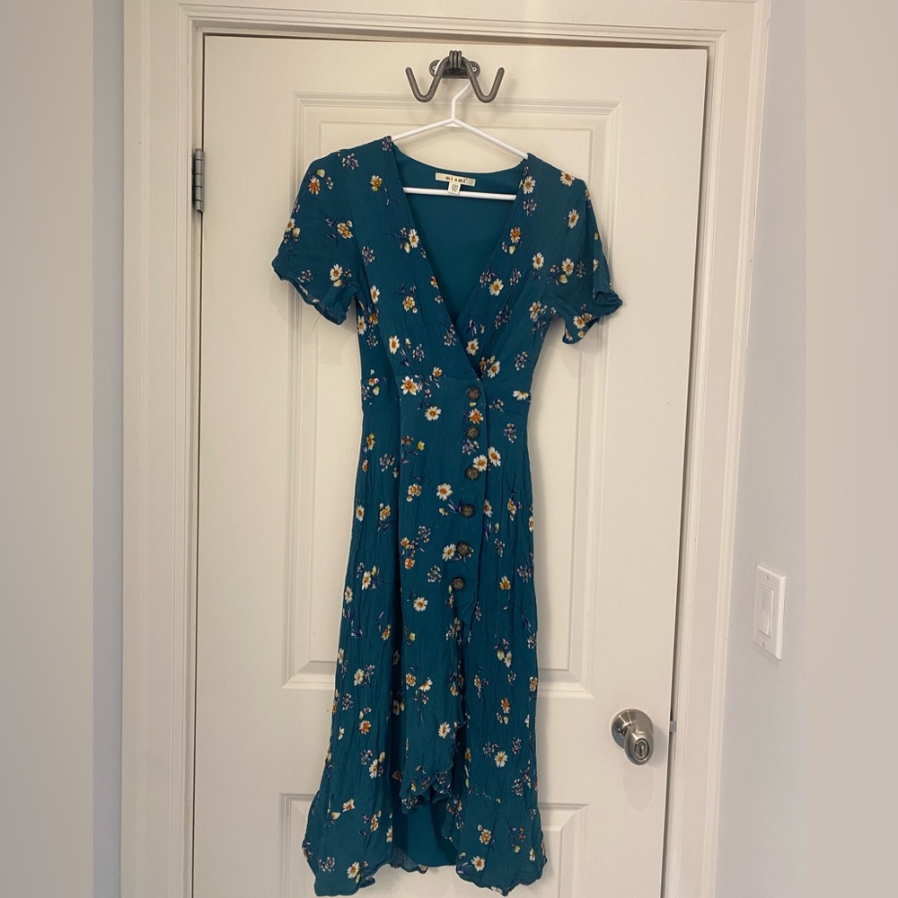 Green Miami floral midi dress size: XXS